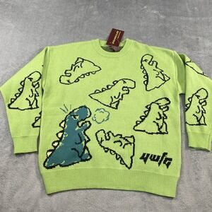 Andreilee Neon Green Dinosaur Knit Sweater XL Aelfric Eden Christmas Gift